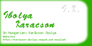 ibolya karacson business card